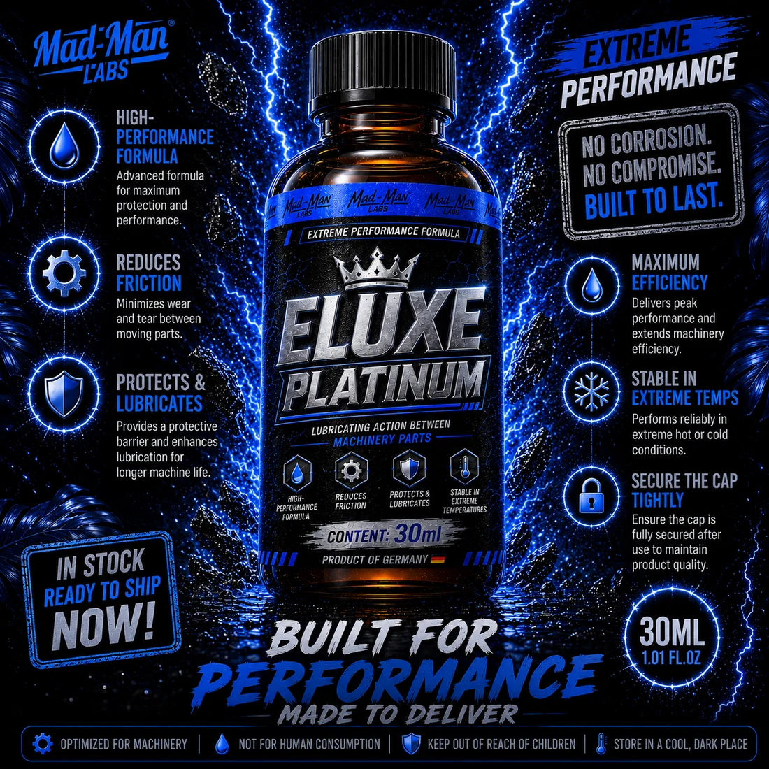ELUXE Platinum 30ml machine oil lubricant product information image