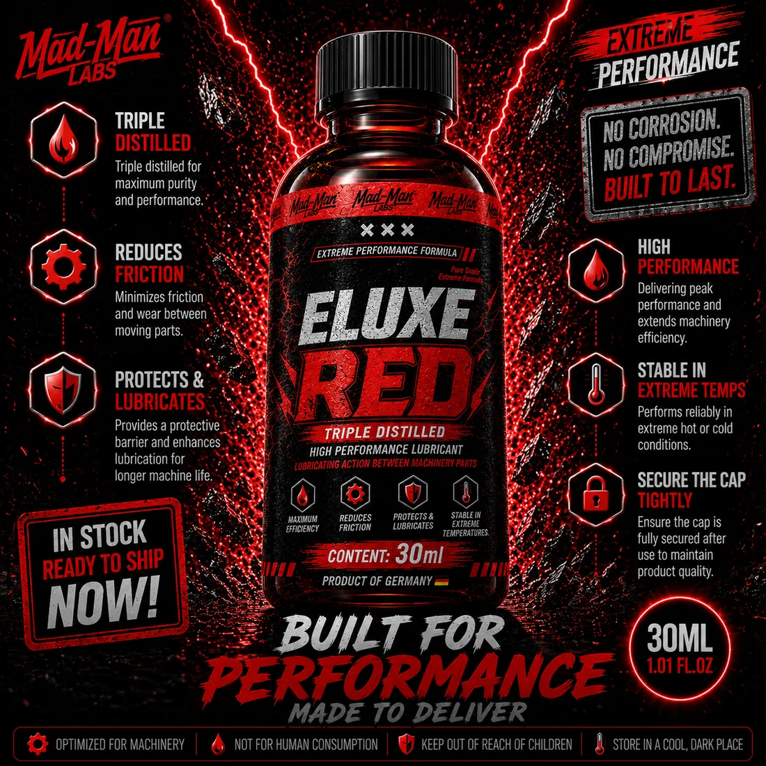 ELUXE Red 30ml machine oil lubricant product information image